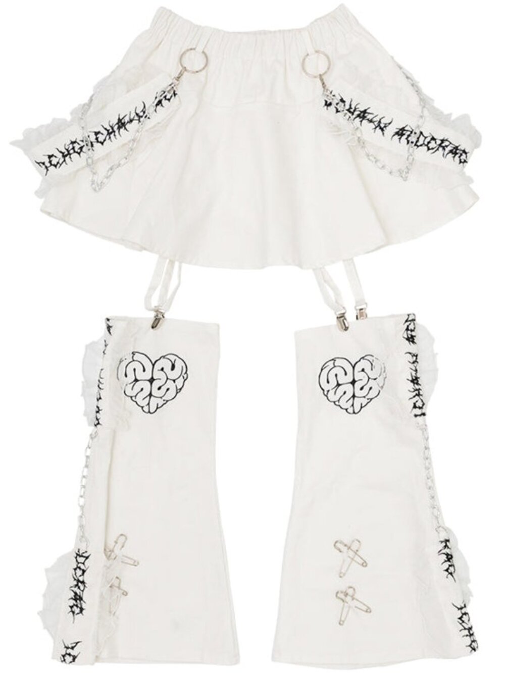 NEW ACDC RAG X Ichgo Cha~N Horror Gore Ribcage Angel Skirt with Leg Warmer